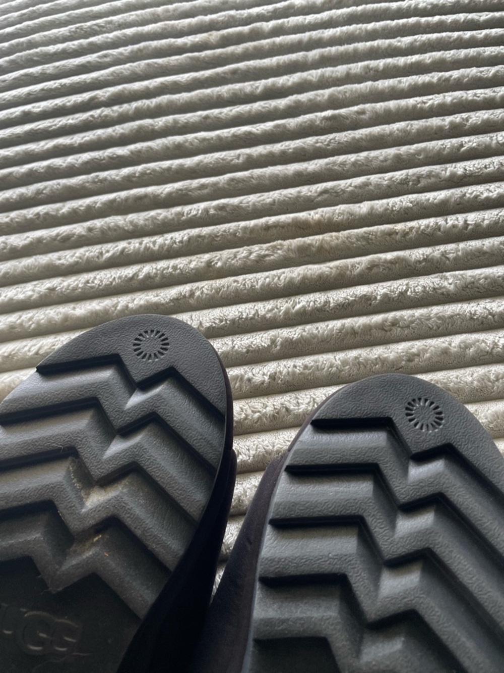 UGG Black Plush Logo Slide Sandals - Picture 5 of 8